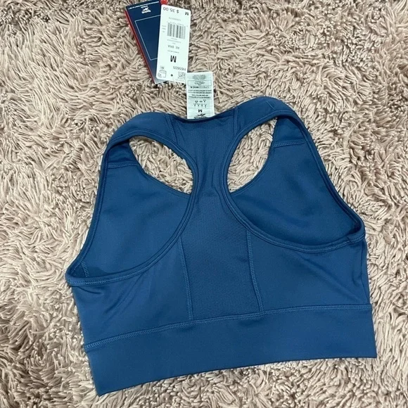 Reebok Women Running Essentials Blue Sports Bra Unpadded Cup NEW - Picture 3 of 5